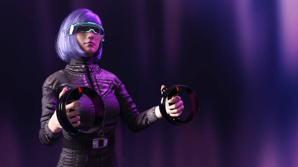 digital avatar playing game in metaverse virtual world, 3drender - 游戏 個照片及圖片檔