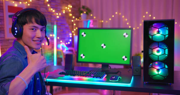 green screen for cybersport game - 电子竞技 個照片及圖片檔