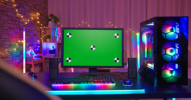 green screen esport computer - 电竞房间 個照片及圖片檔
